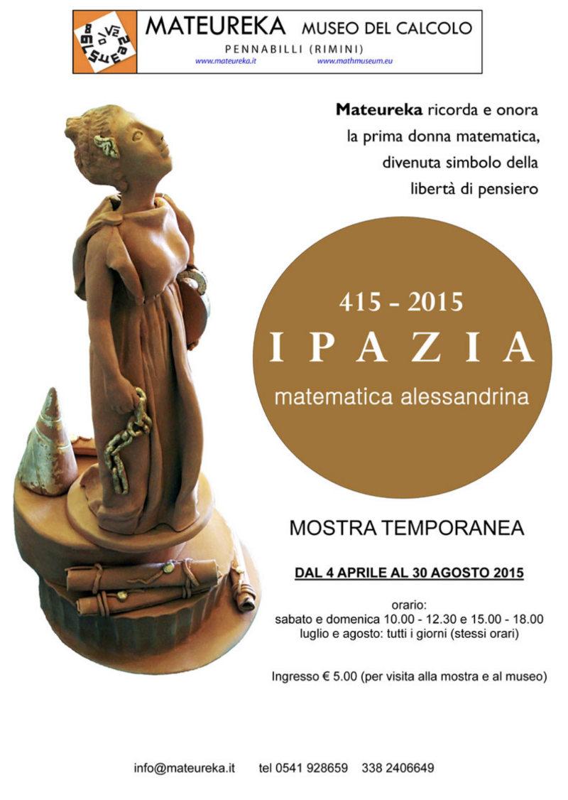 Locandina della mostra Ipazia matematica alessandrina, 415 – 2015