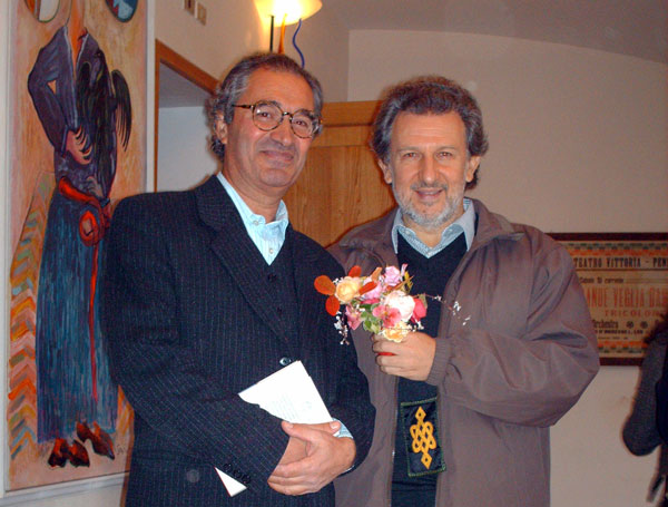 Il fondatore di Mateureka, il prof. Renzo Baldoni (a sinistra) con il matematico Piergiorgio Odifreddi.